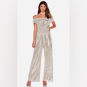 NWT Line and Dot Silver jumpsuit, Size L